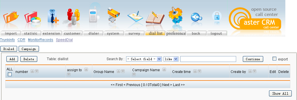 astercrm_dialist1_en astercrm diallist page
